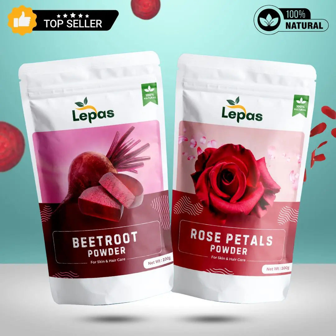 Beetroot Powder Facepack and Rose Petals Face pack Combo , Front side image 