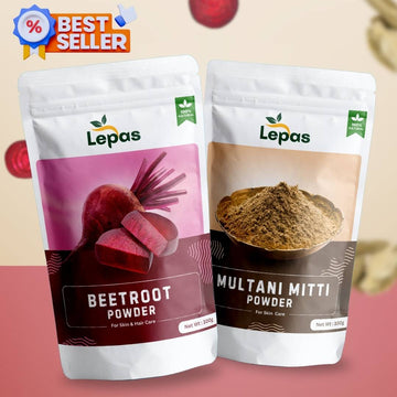 Beetroot Powder - Multani Mitti  Face Pack COMBO | For Tan Removal - Instant Glow - Even Skin tone - Acne Care